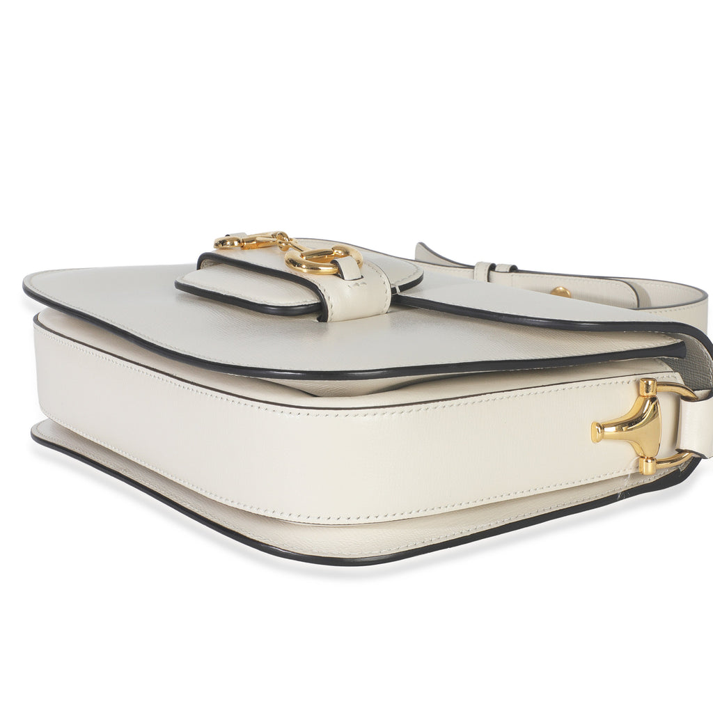 Mystic White Azalea Calfskin Horsebit Small 1955 Shoulder Bag