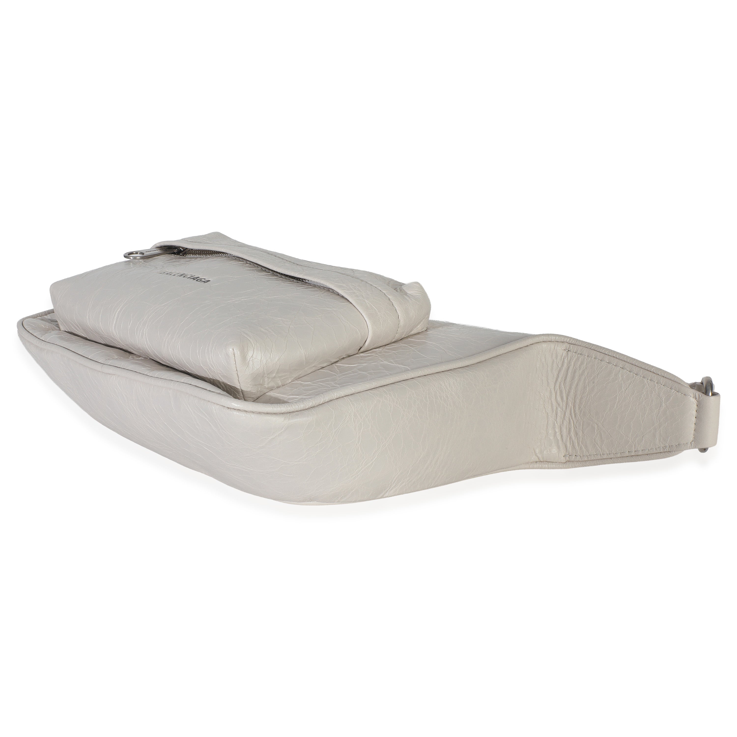 White Distressed Calfskin Medium Raver Shoulder Bag