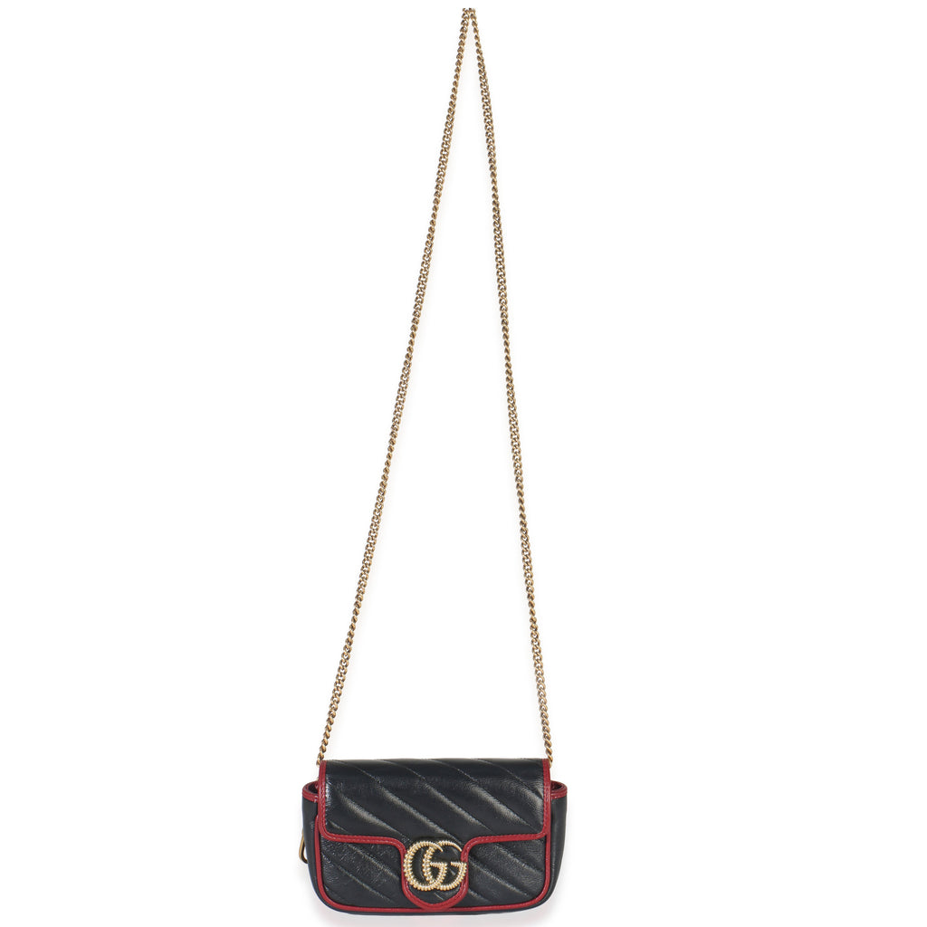Black Matelasse Calfskin Torchon Super Mini Marmont Bag
