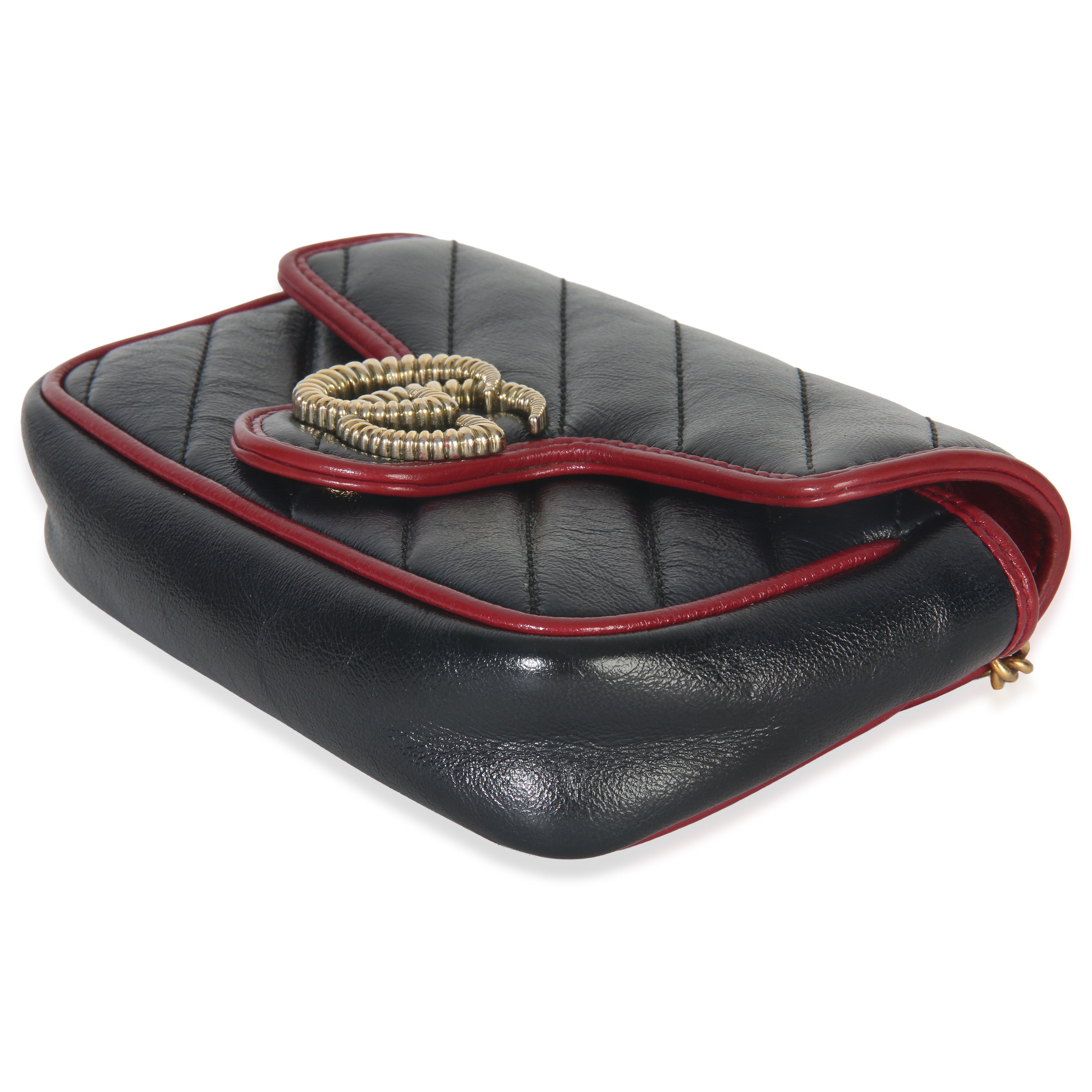 Black Matelasse Calfskin Torchon Super Mini Marmont Bag