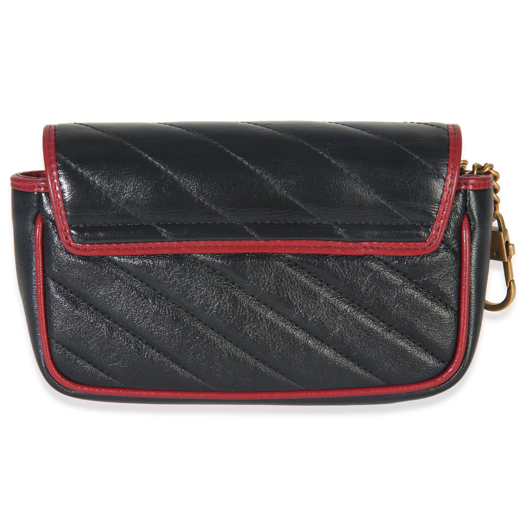 Black Matelasse Calfskin Torchon Super Mini Marmont Bag