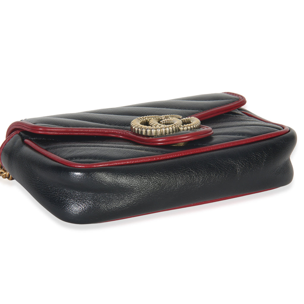 Black Matelasse Calfskin Torchon Super Mini Marmont Bag