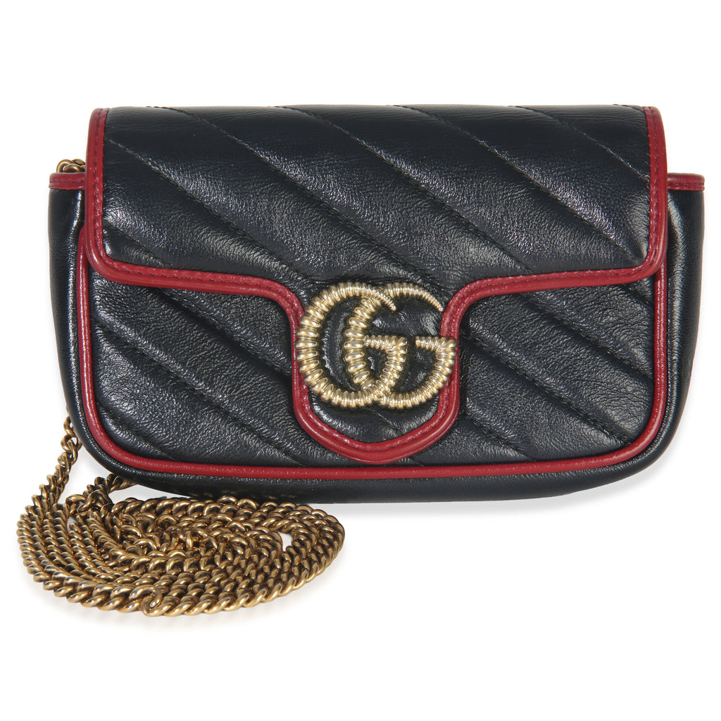 Black Matelasse Calfskin Torchon Super Mini Marmont Bag