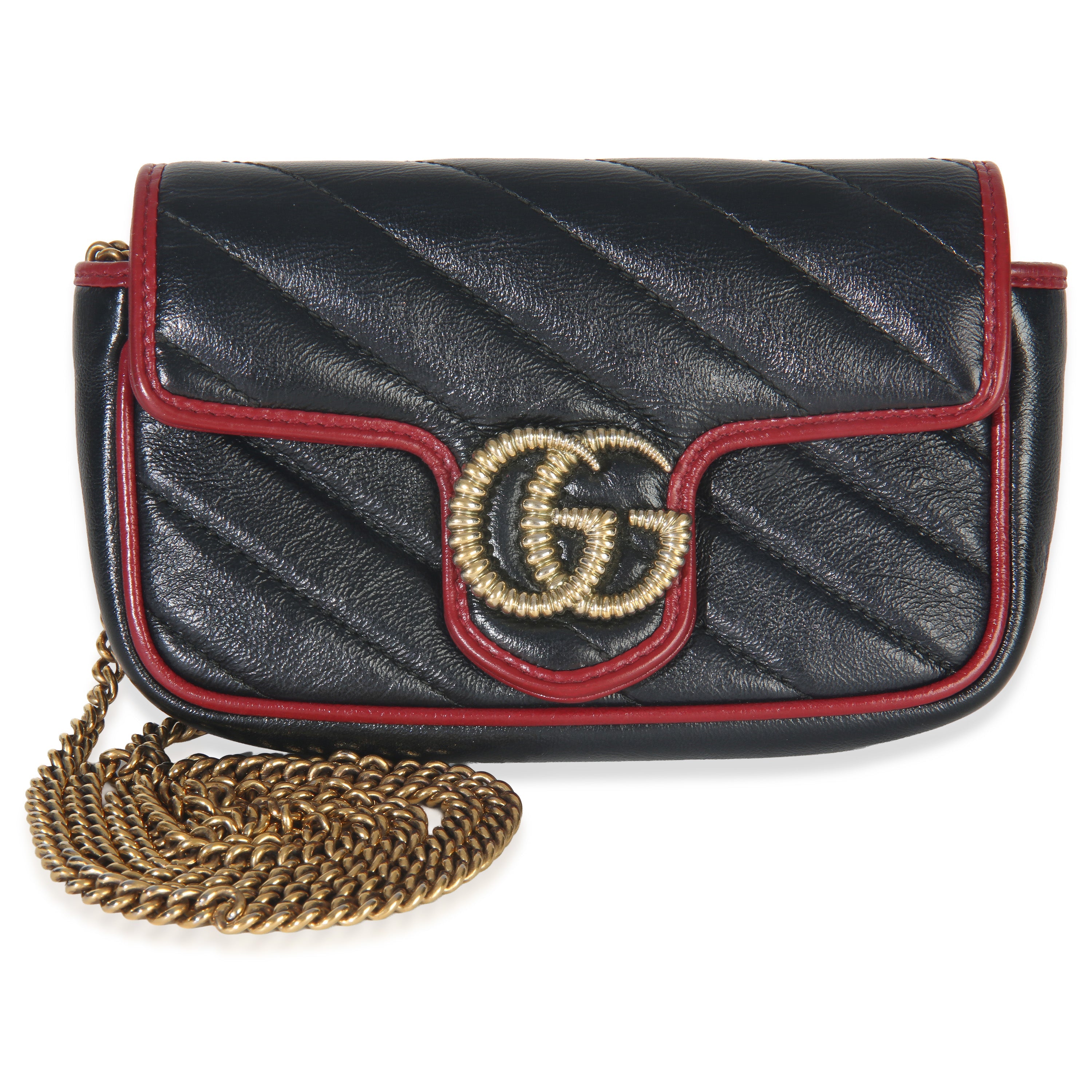 Black Matelasse Calfskin Torchon Super Mini Marmont Bag
