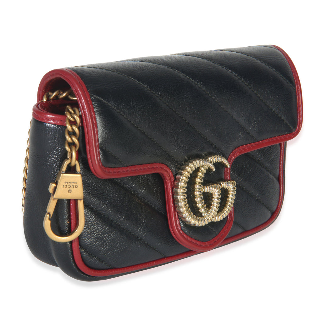 Black Matelasse Calfskin Torchon Super Mini Marmont Bag