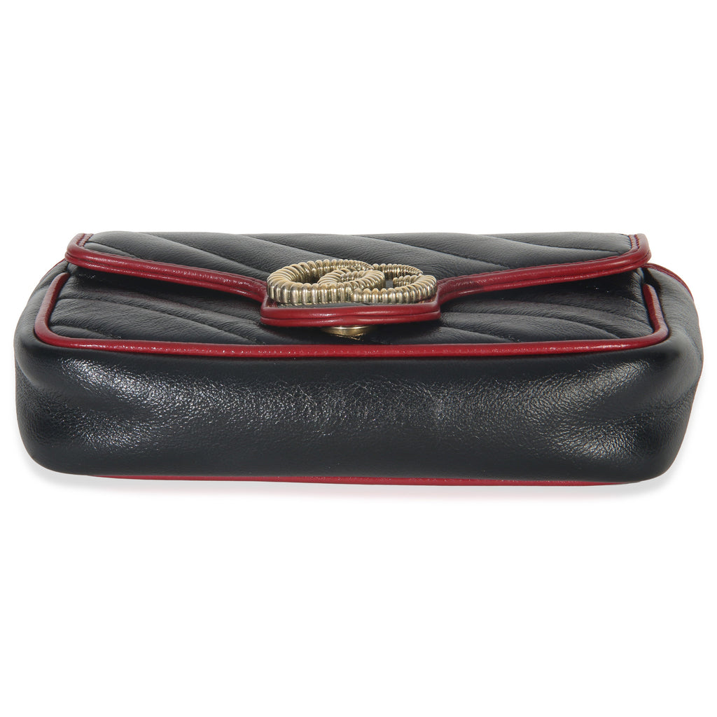 Black Matelasse Calfskin Torchon Super Mini Marmont Bag