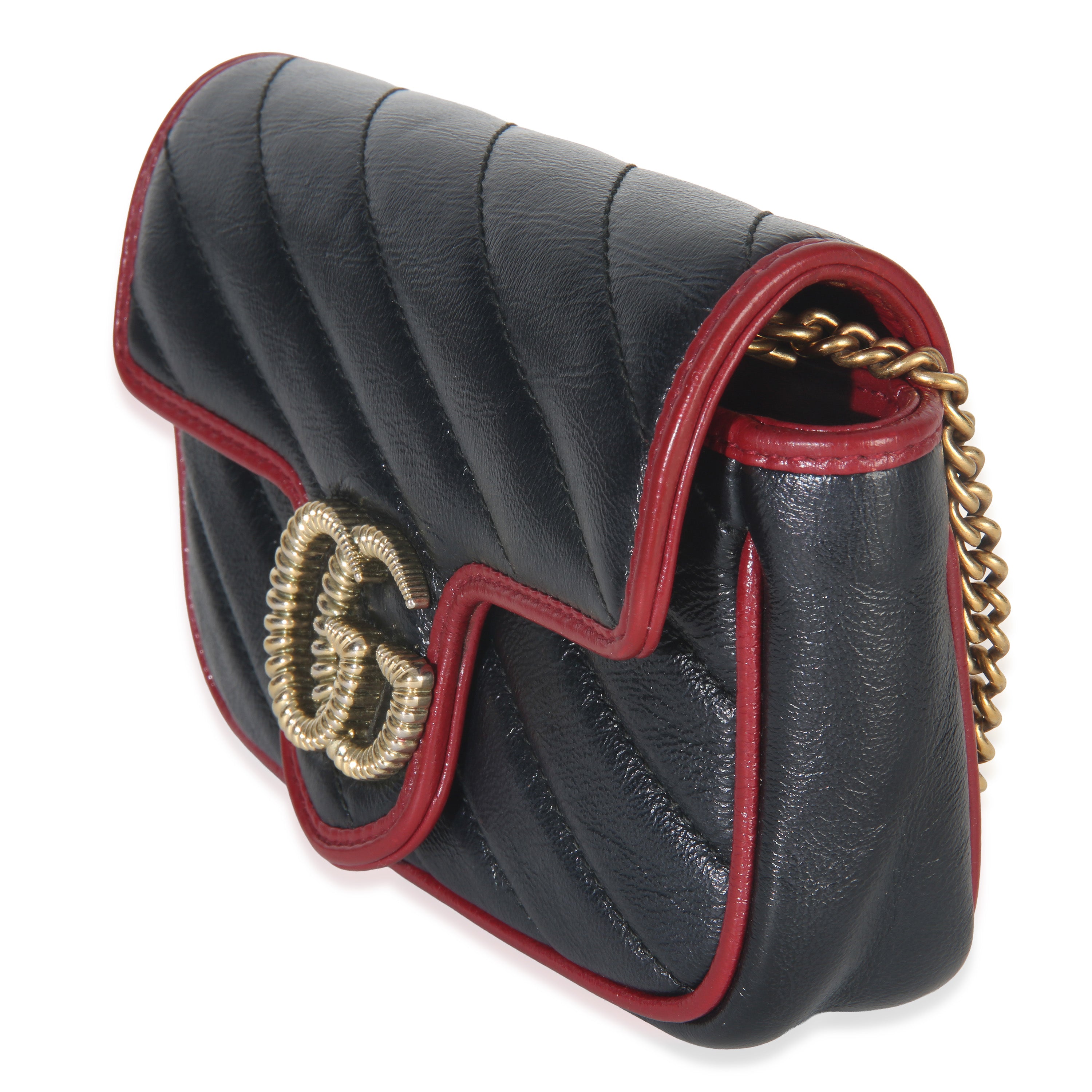 Black Matelasse Calfskin Torchon Super Mini Marmont Bag