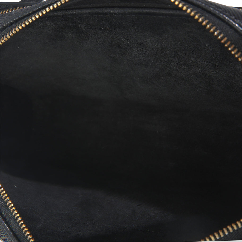 Black Grained Calfskin Caro Double Pouch