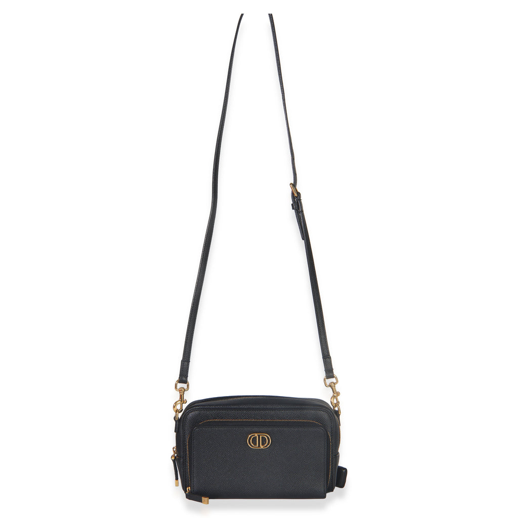 Black Grained Calfskin Caro Double Pouch