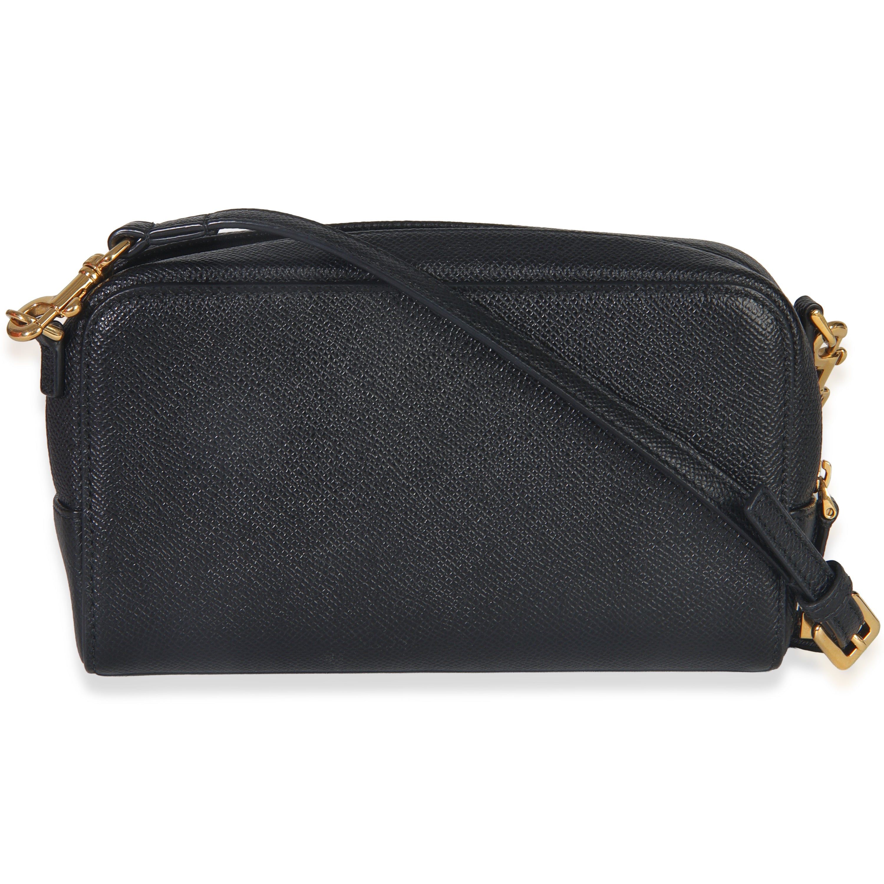 Black Grained Calfskin Caro Double Pouch