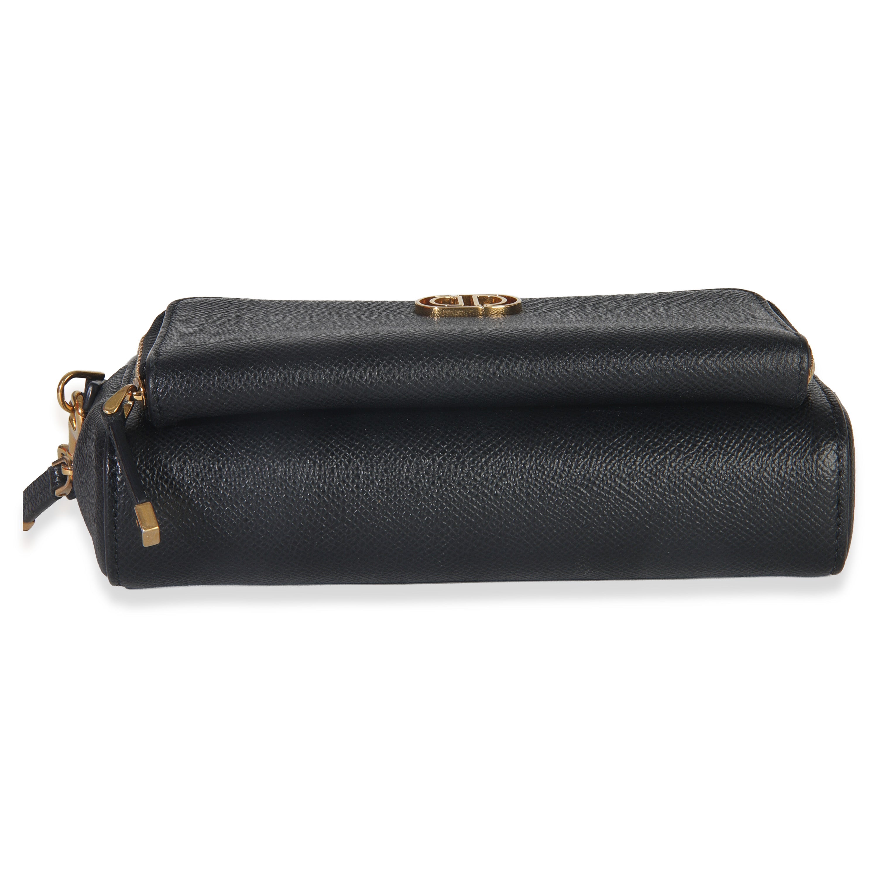 Black Grained Calfskin Caro Double Pouch