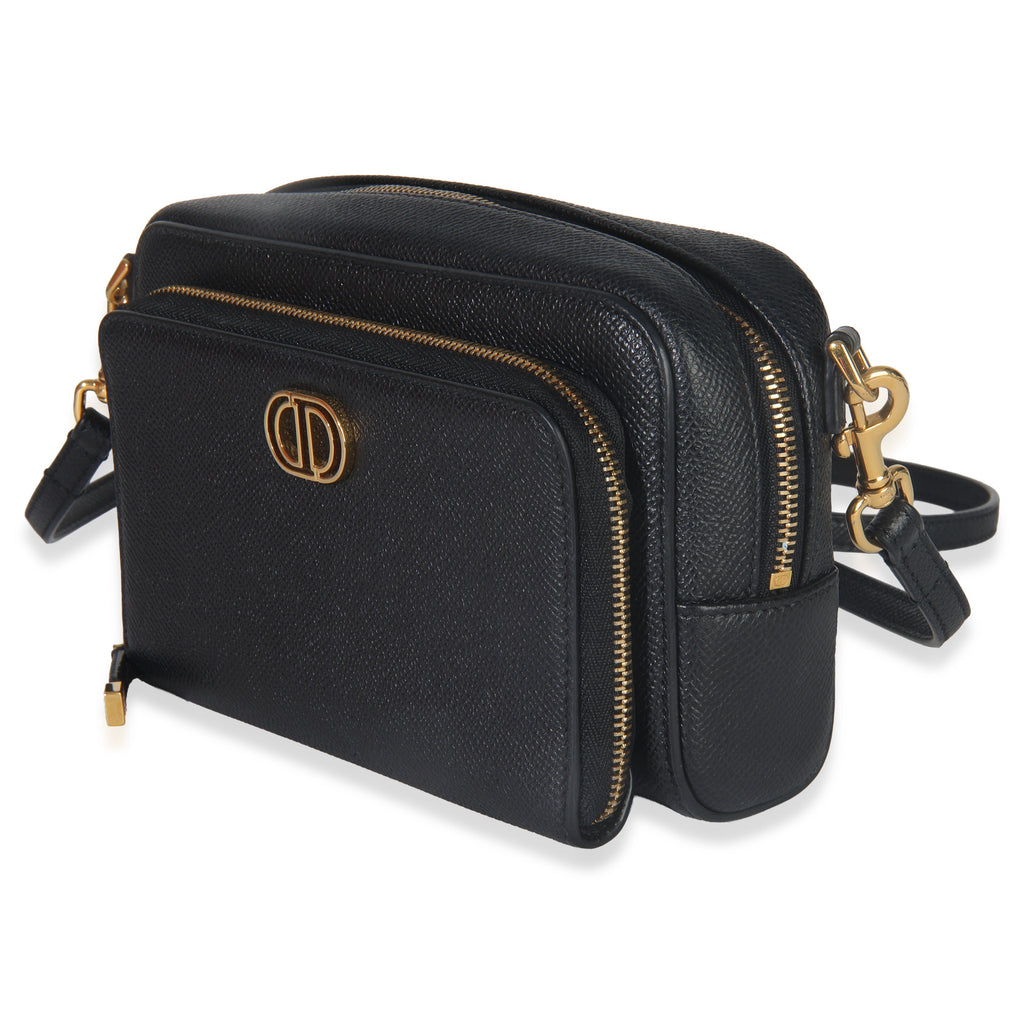 Black Grained Calfskin Caro Double Pouch