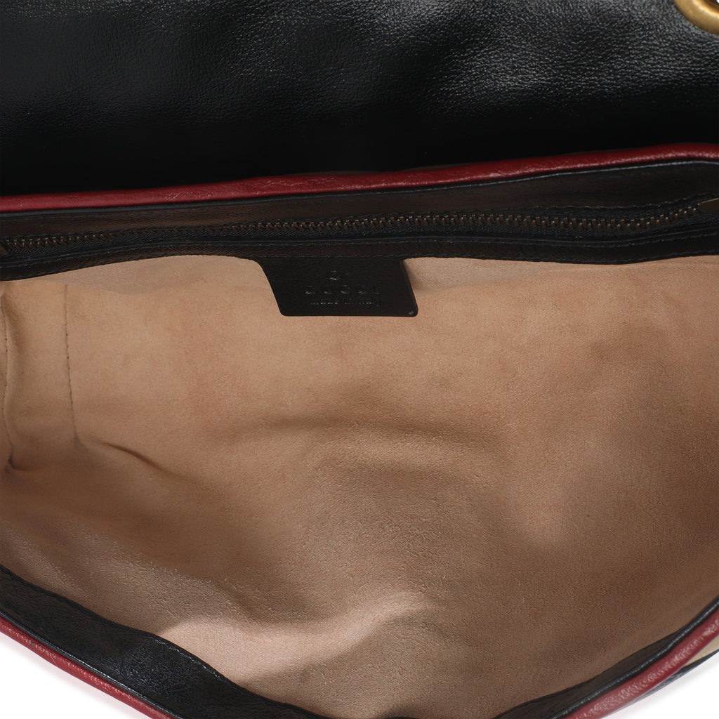 Black Beige Matelasse Calfskin Torchon Small Marmont Shoulder Bag