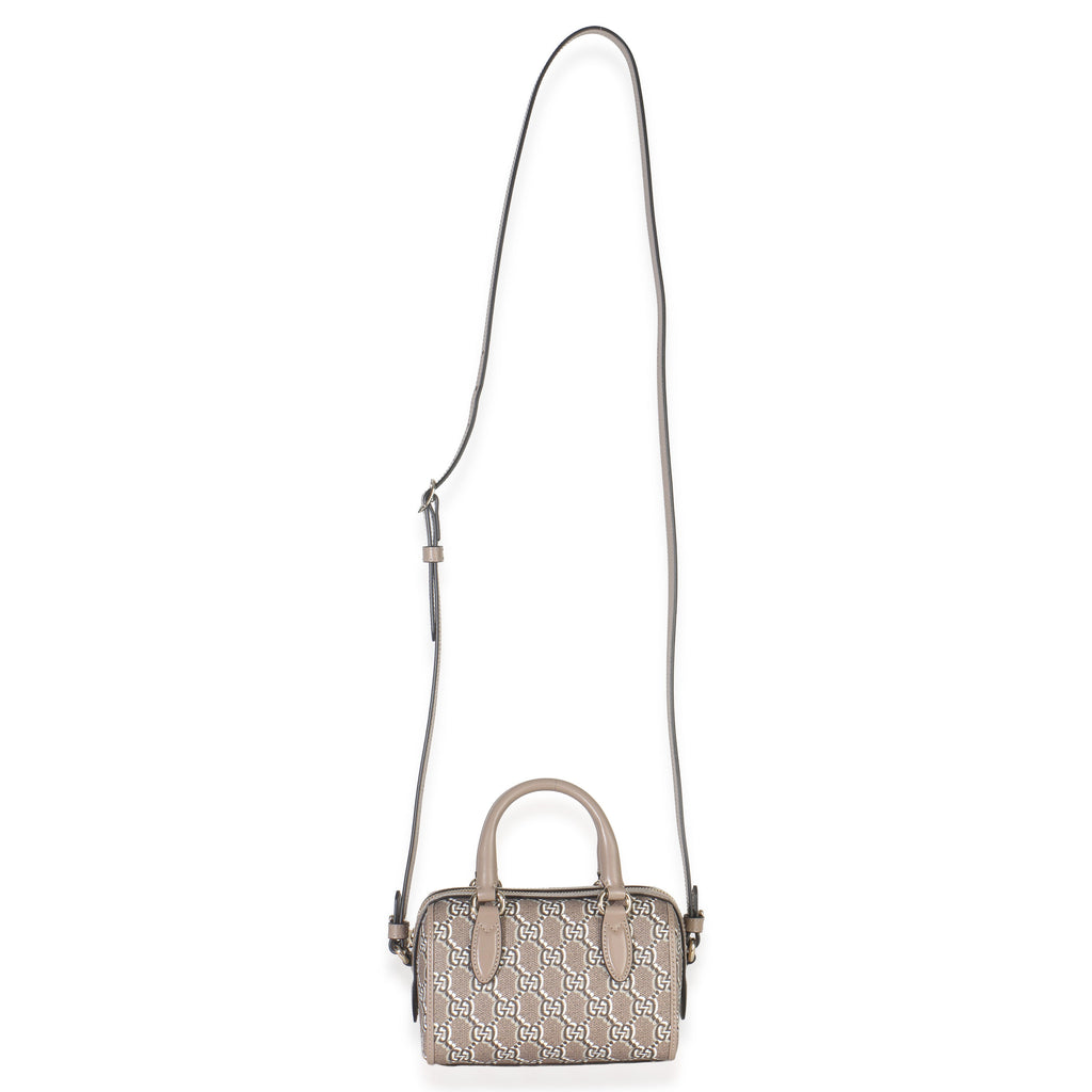 Taupe GG Shadow Monogram Super Mini Ophidia Bowler Bag