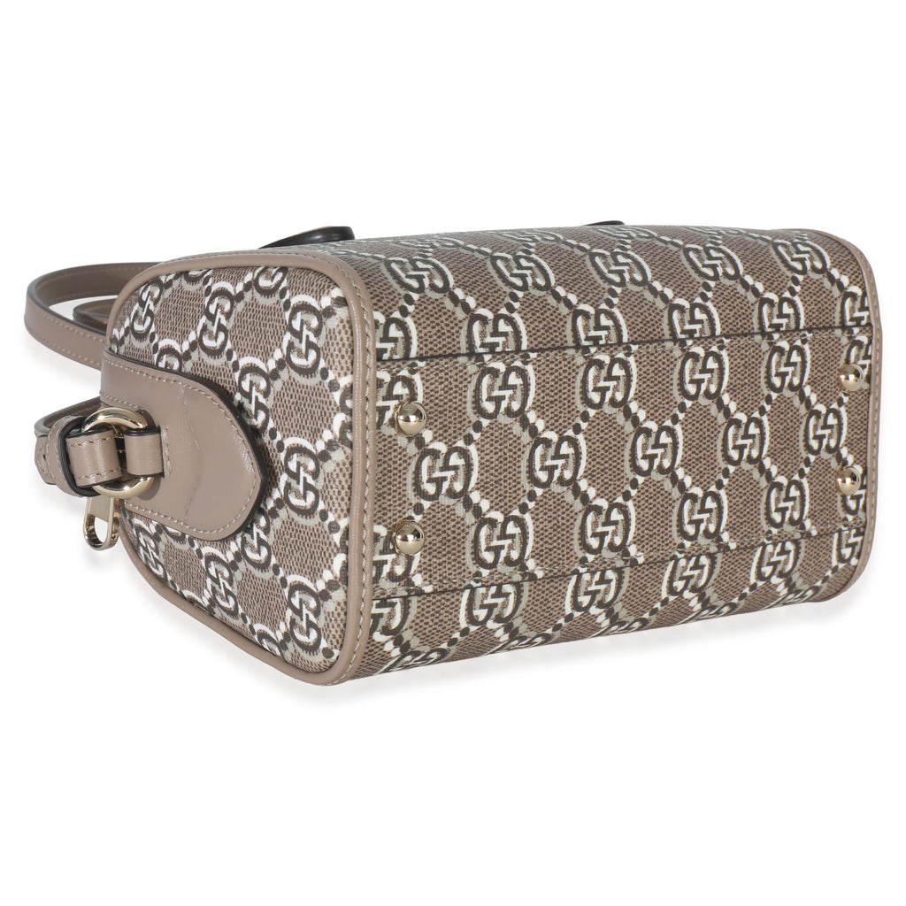 Taupe GG Shadow Monogram Super Mini Ophidia Bowler Bag
