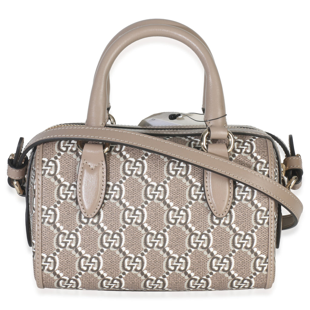Taupe GG Shadow Monogram Super Mini Ophidia Bowler Bag