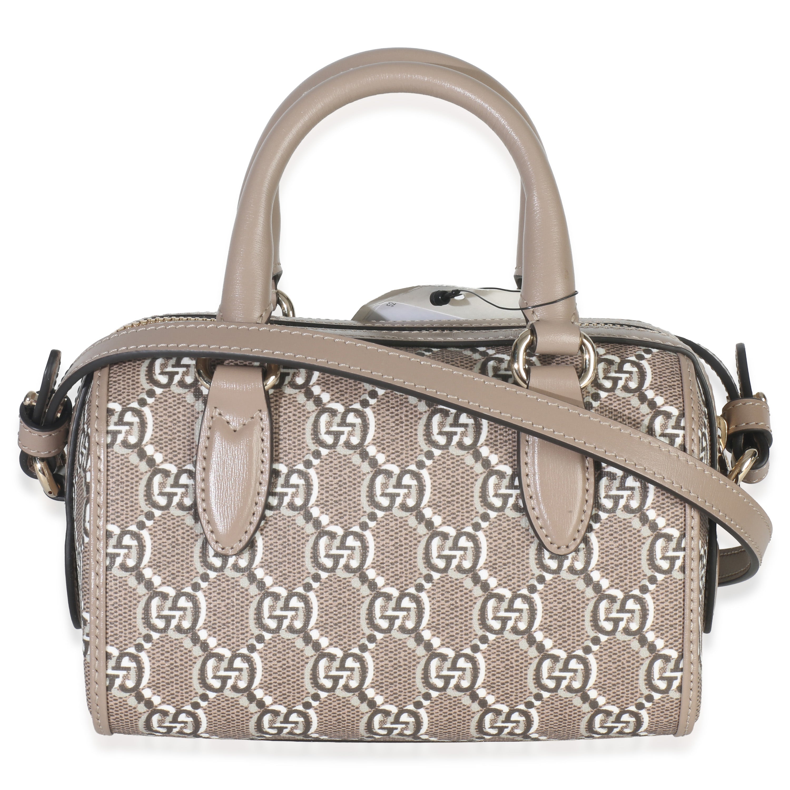 Taupe GG Shadow Monogram Super Mini Ophidia Bowler Bag