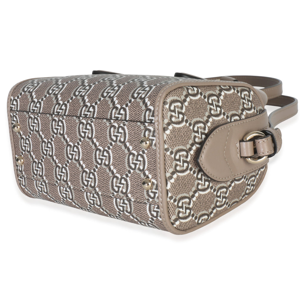 Taupe GG Shadow Monogram Super Mini Ophidia Bowler Bag