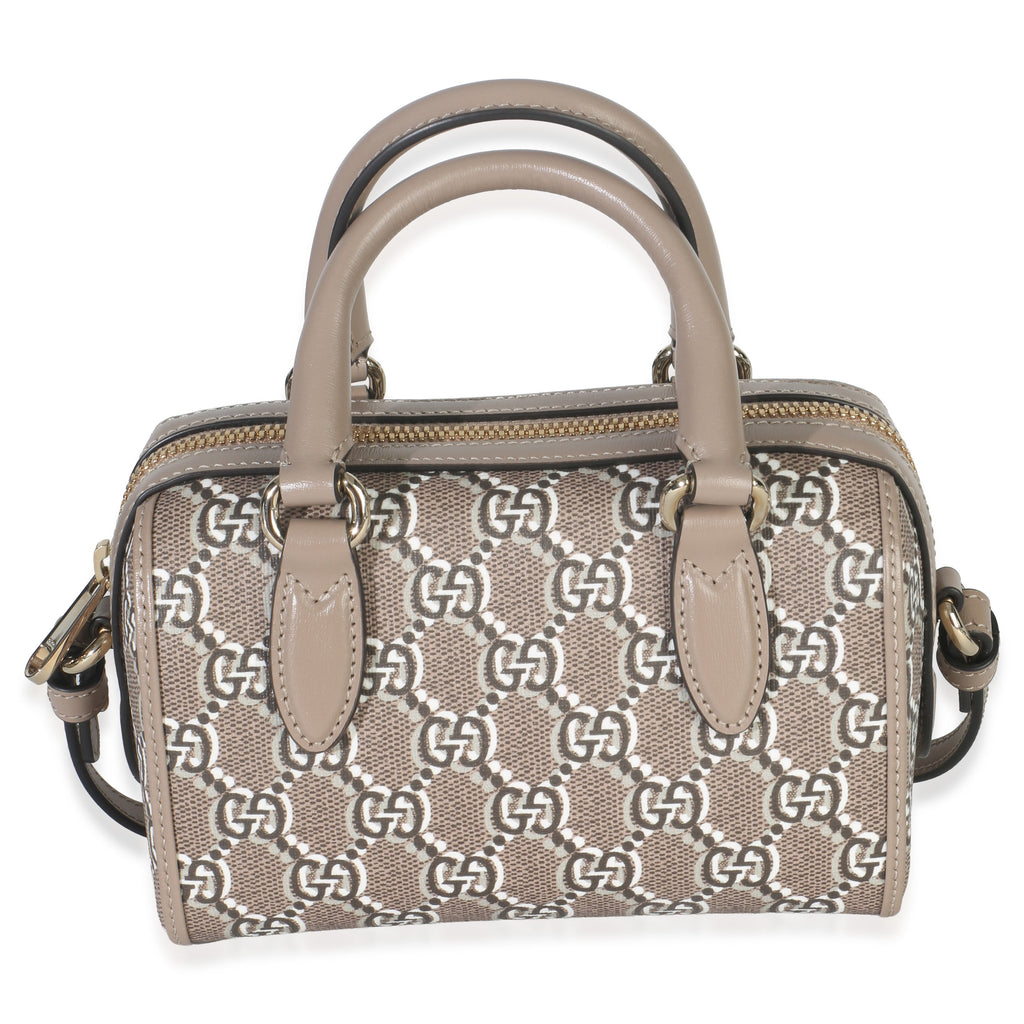 Taupe GG Shadow Monogram Super Mini Ophidia Bowler Bag