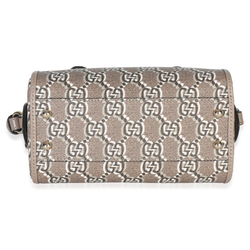 Taupe GG Shadow Monogram Super Mini Ophidia Bowler Bag
