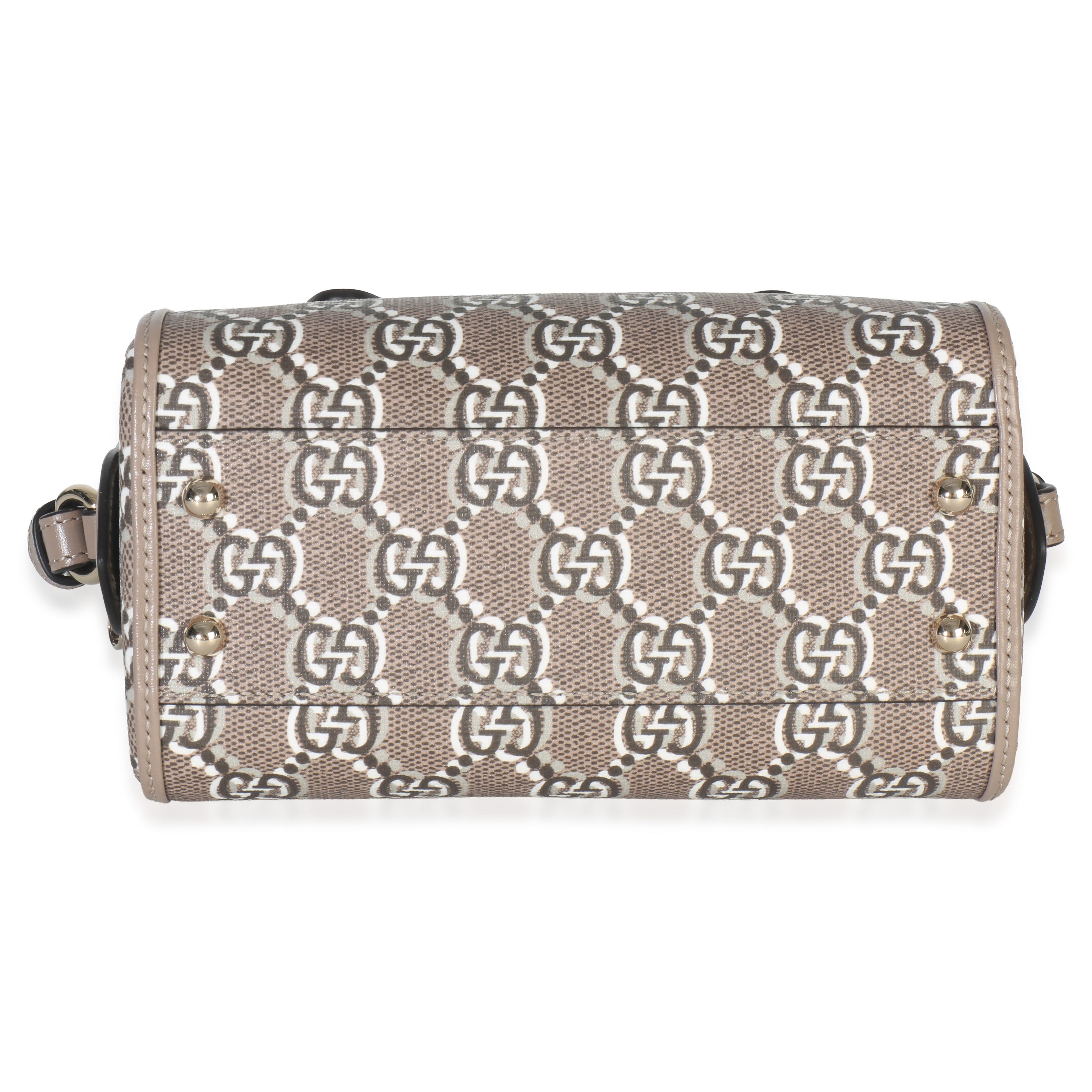 Taupe GG Shadow Monogram Super Mini Ophidia Bowler Bag