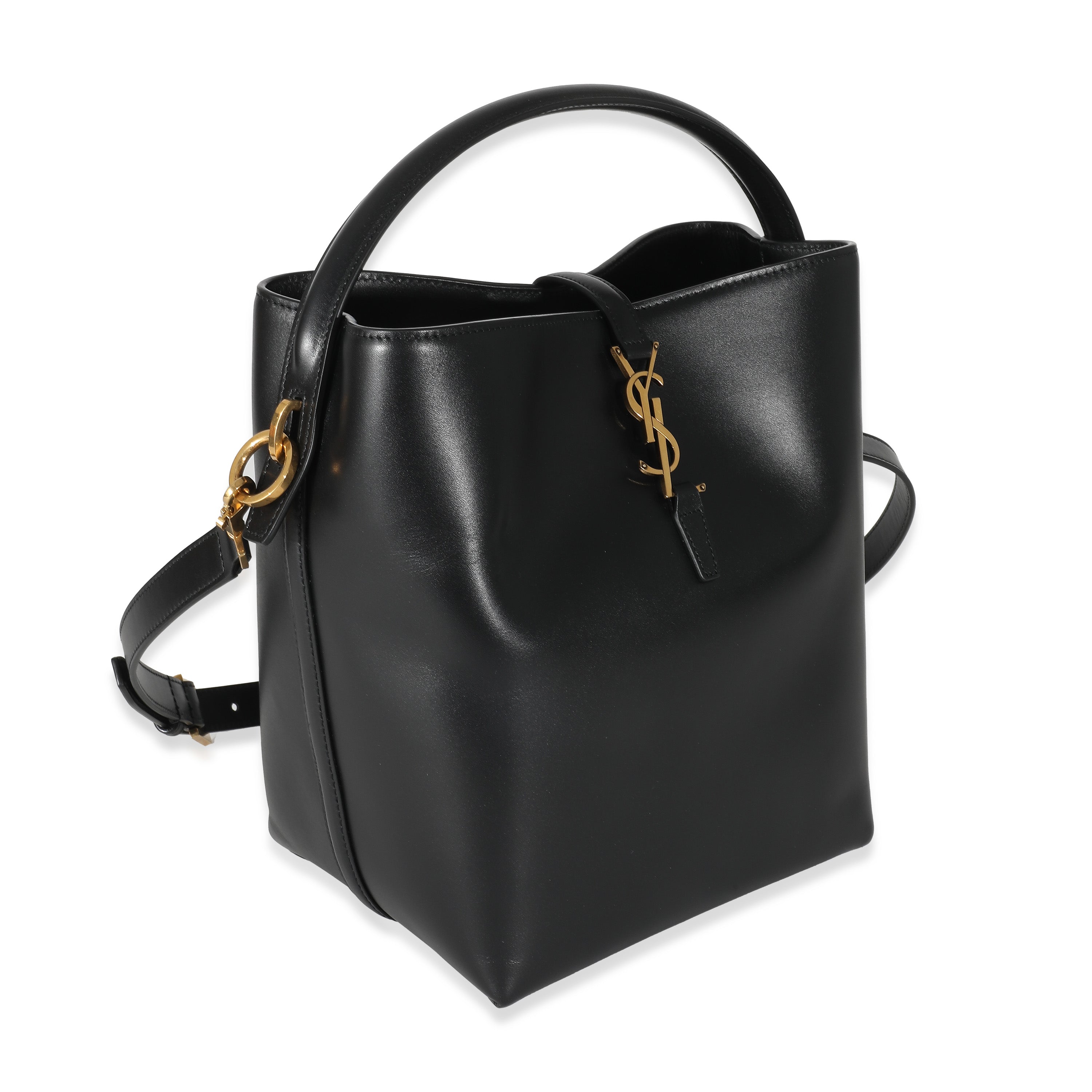 Black Shiny Calfskin Small Le 37 Bucket Bag