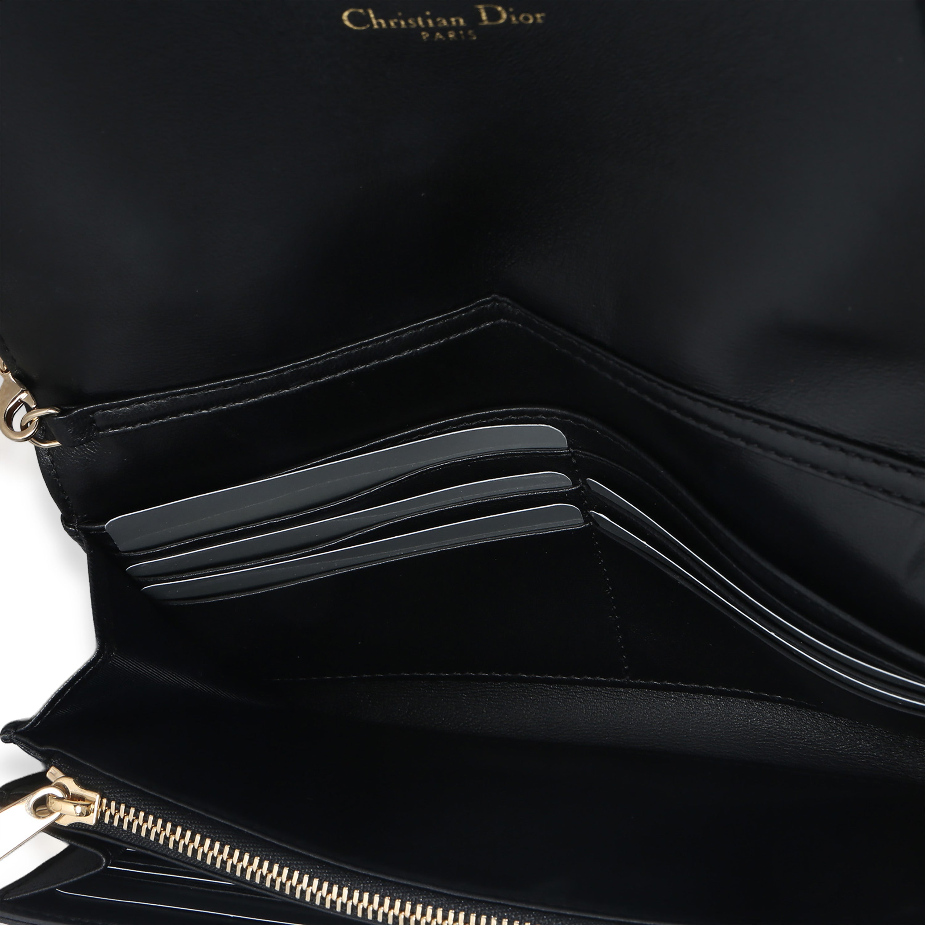Black Calfskin Diorama Croisiere Chain Wallet