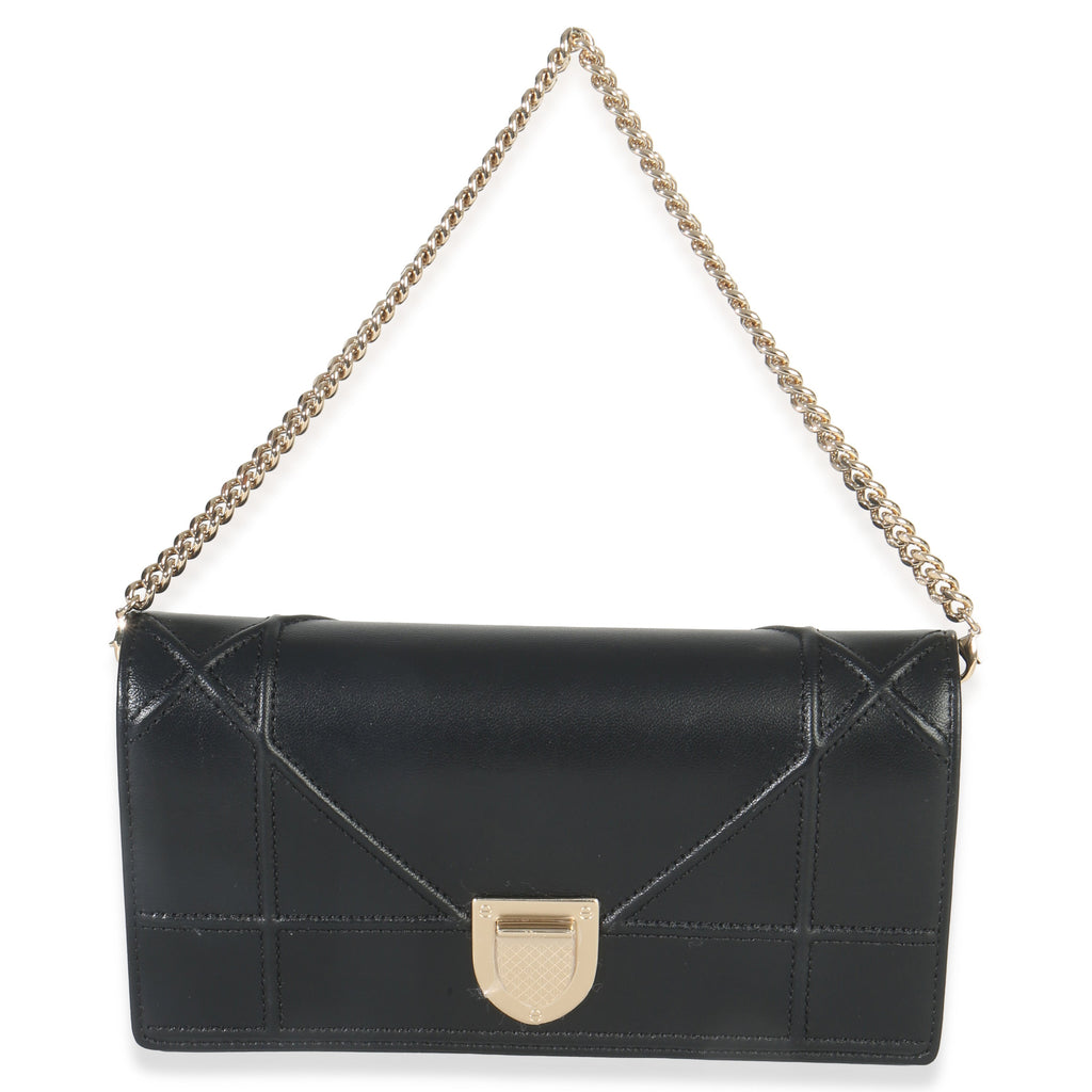 Black Calfskin Diorama Croisiere Chain Wallet