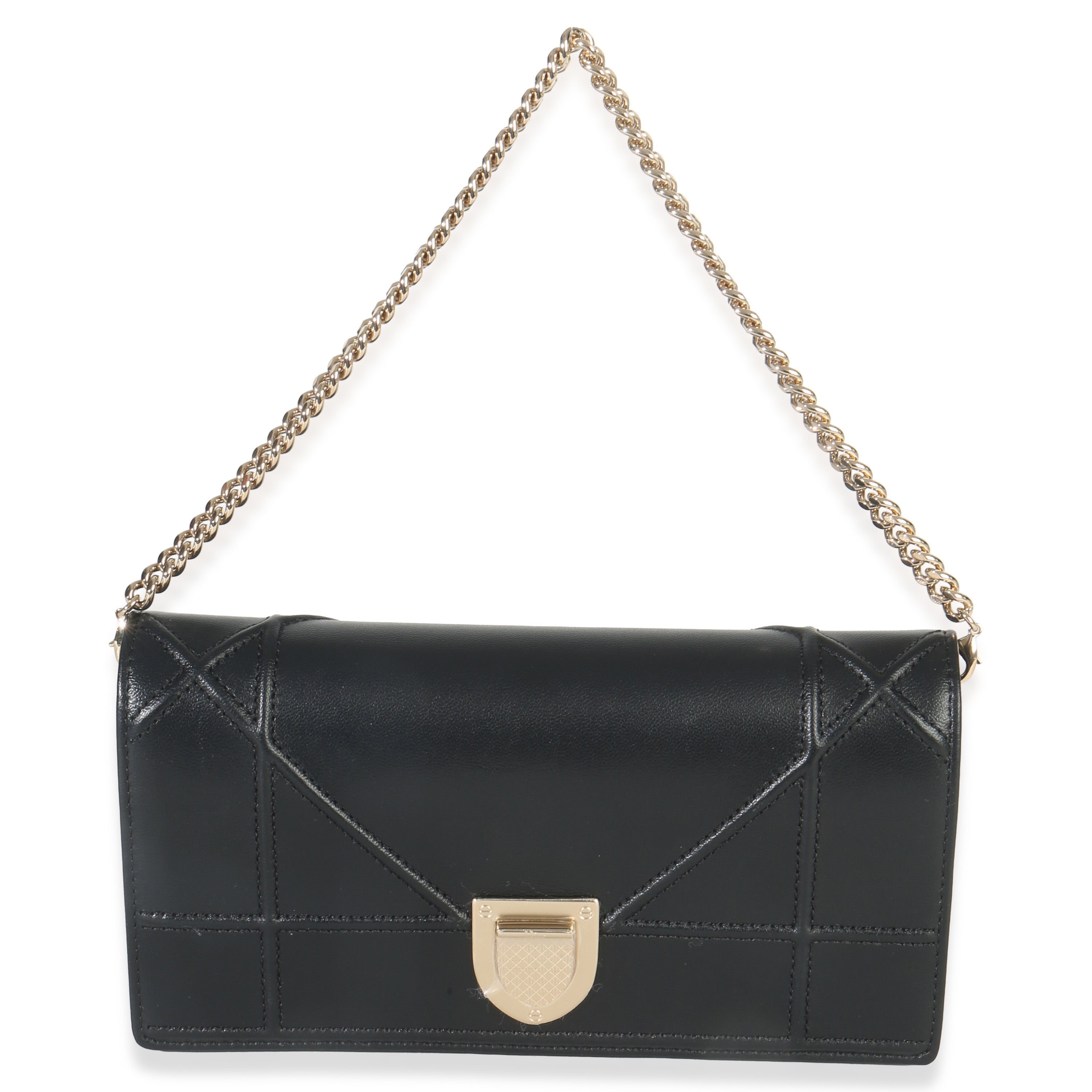 Black Calfskin Diorama Croisiere Chain Wallet