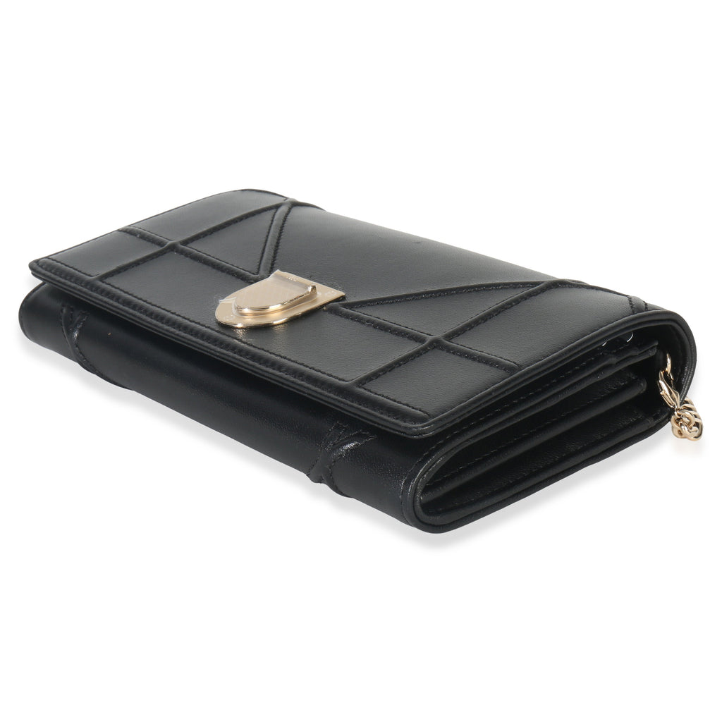 Black Calfskin Diorama Croisiere Chain Wallet
