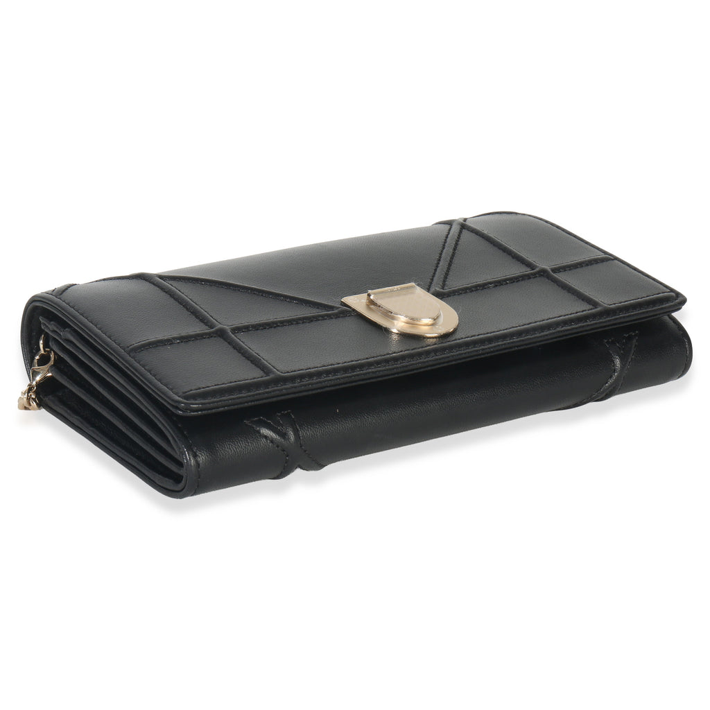 Black Calfskin Diorama Croisiere Chain Wallet