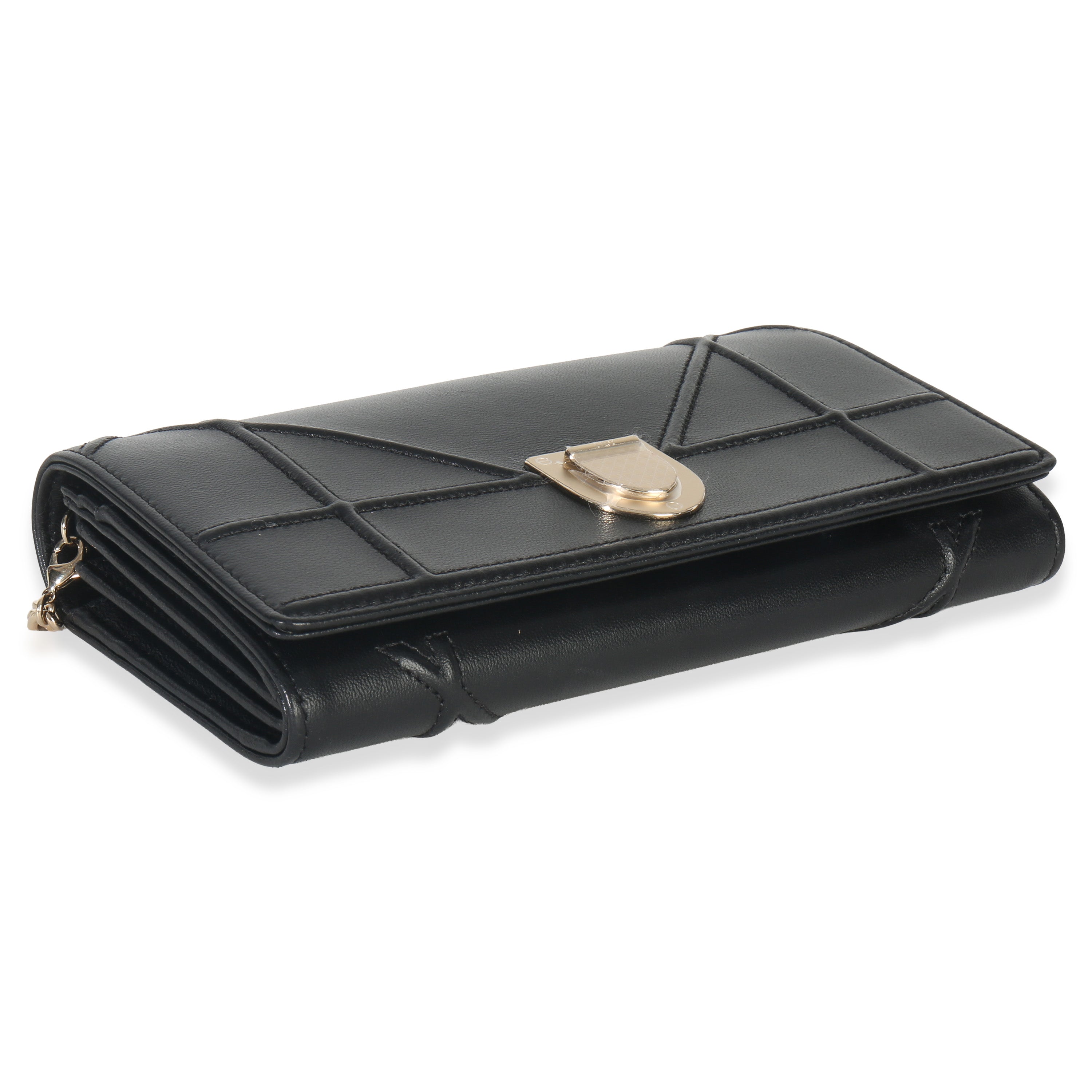 Black Calfskin Diorama Croisiere Chain Wallet