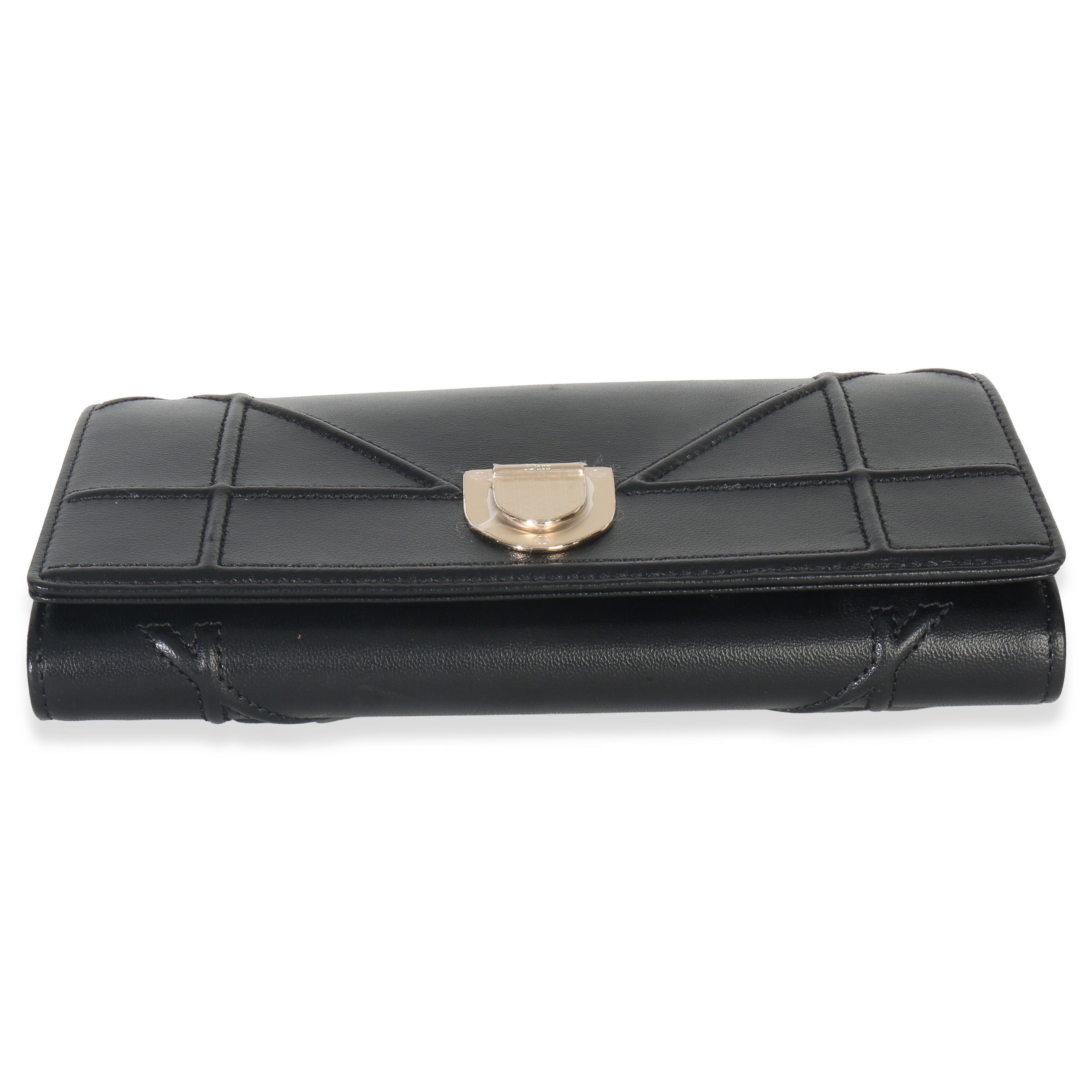 Black Calfskin Diorama Croisiere Chain Wallet