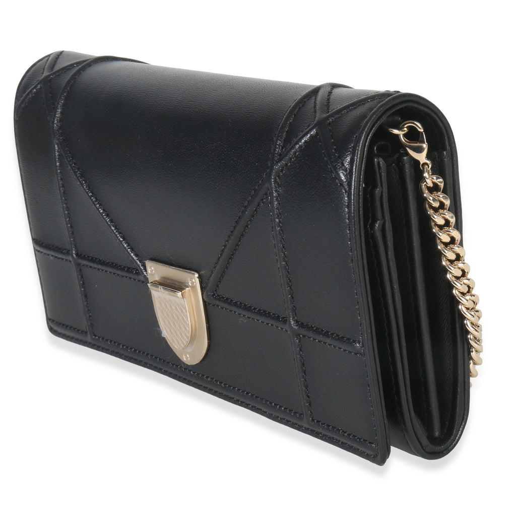 Black Calfskin Diorama Croisiere Chain Wallet