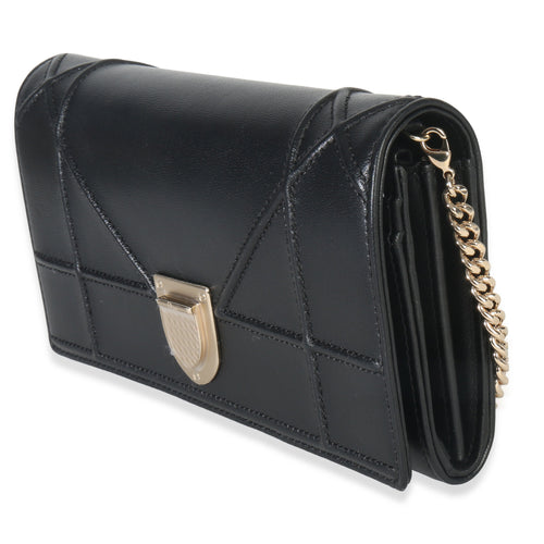 Black Calfskin Diorama Croisiere Chain Wallet