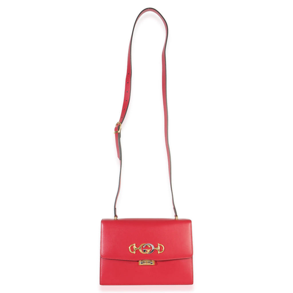 Red Smooth Calfskin Small Zumi Shoulder Flap Bag