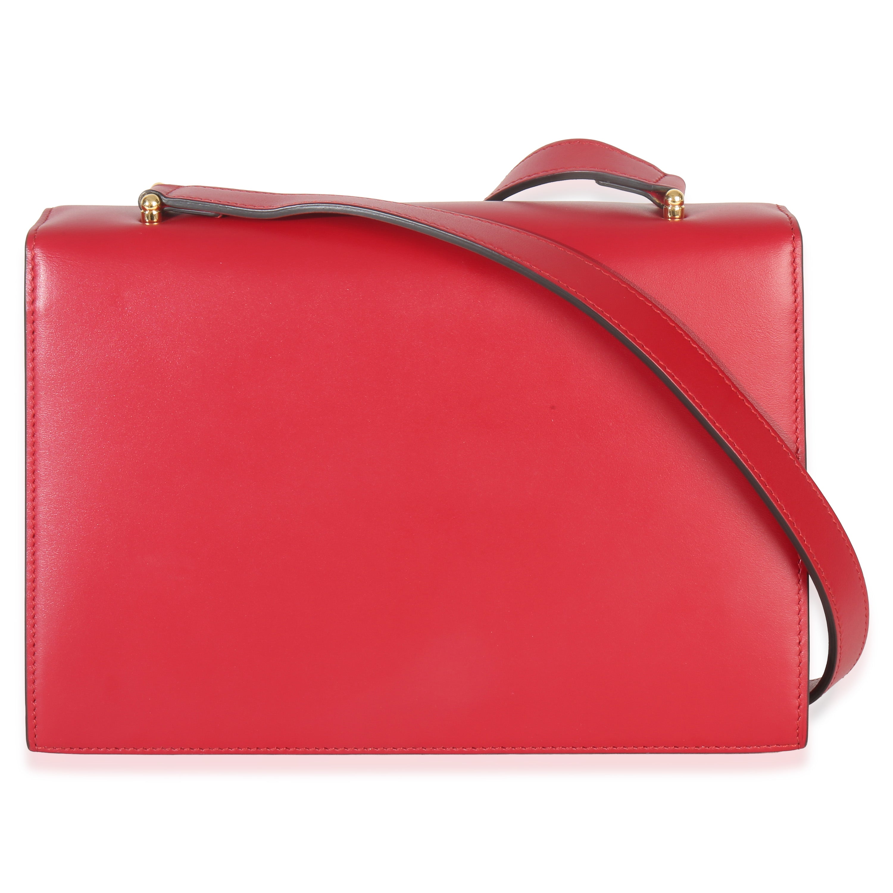 Red Smooth Calfskin Small Zumi Shoulder Flap Bag