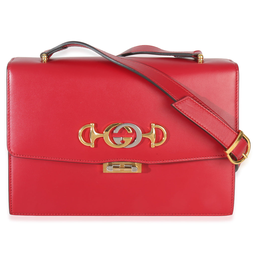 Red Smooth Calfskin Small Zumi Shoulder Flap Bag
