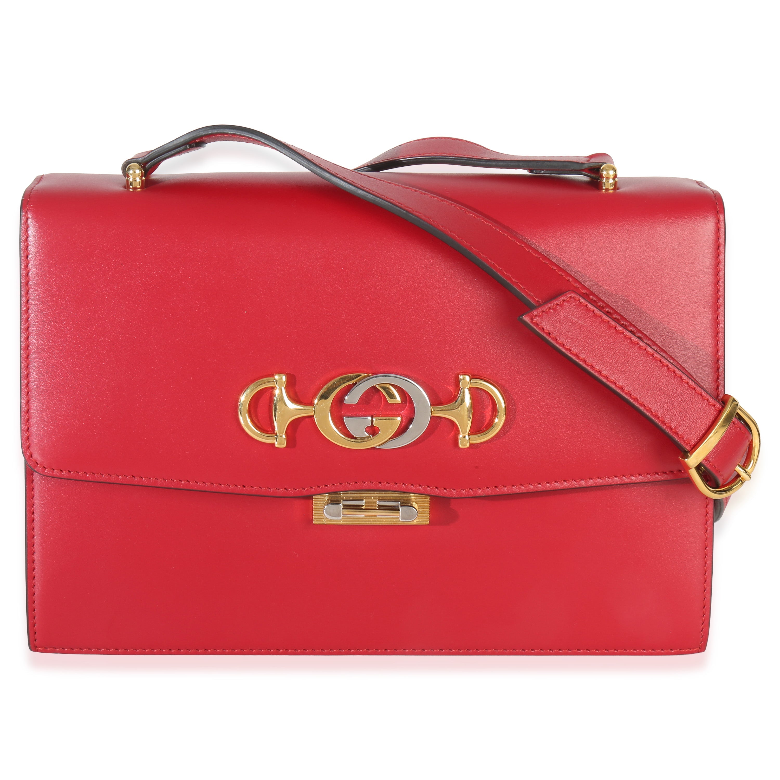Red Smooth Calfskin Small Zumi Shoulder Flap Bag