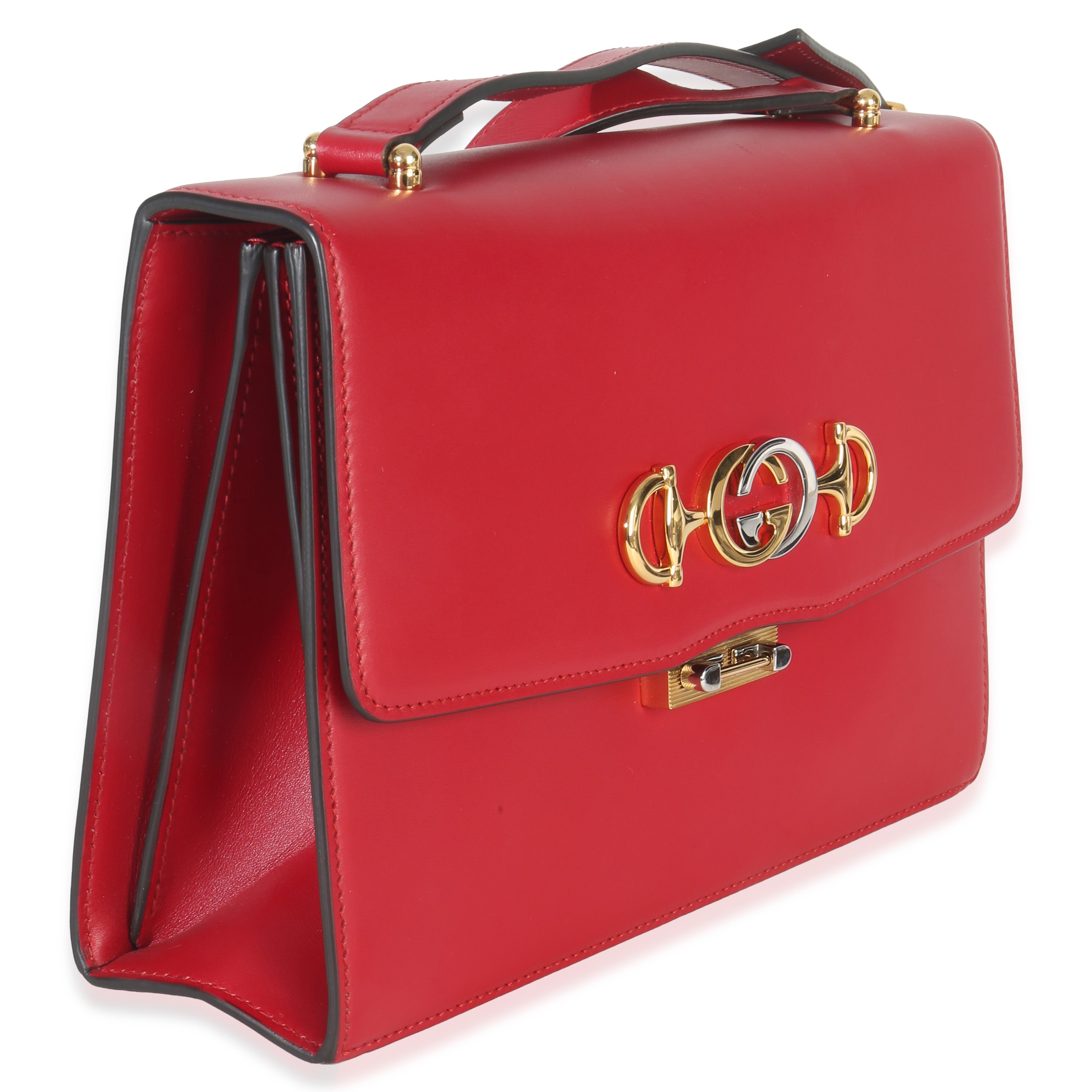 Red Smooth Calfskin Small Zumi Shoulder Flap Bag