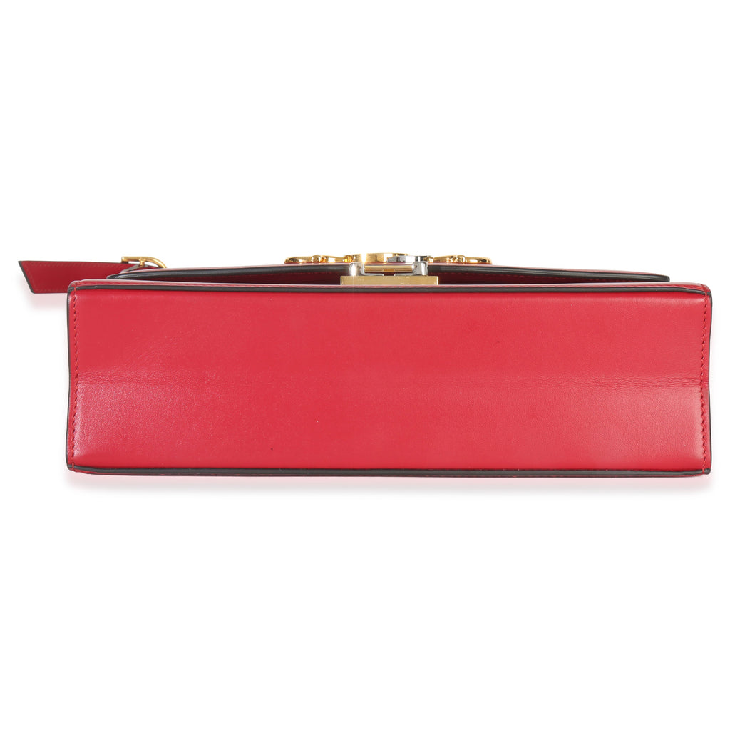Red Smooth Calfskin Small Zumi Shoulder Flap Bag