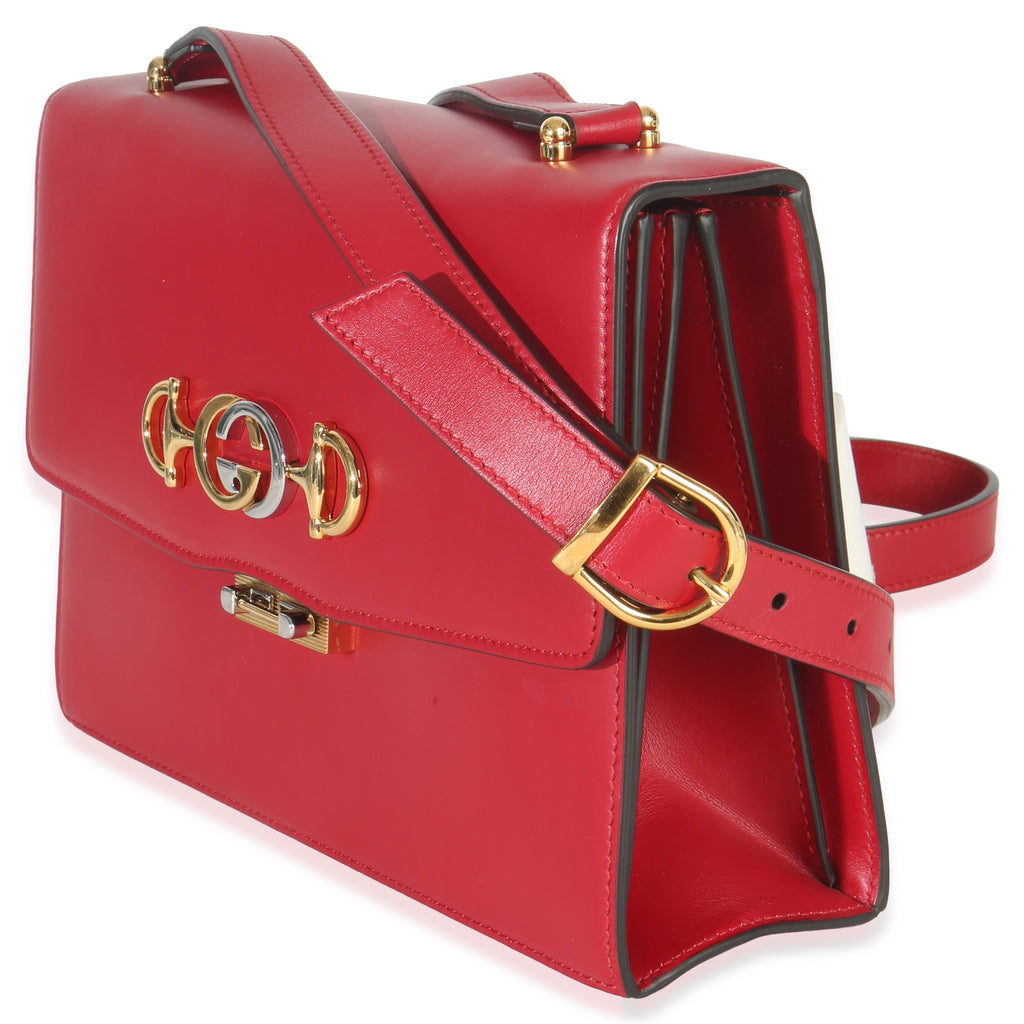 Red Smooth Calfskin Small Zumi Shoulder Flap Bag