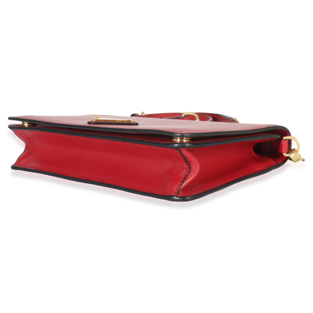 Red Saffiano Triangle Logo Mini Crossbody