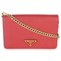 Red Saffiano Triangle Logo Mini Crossbody