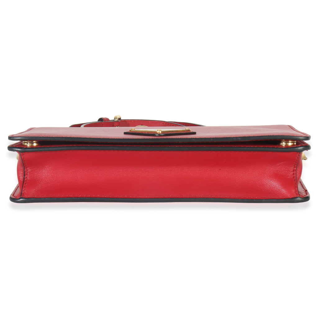 Red Saffiano Triangle Logo Mini Crossbody