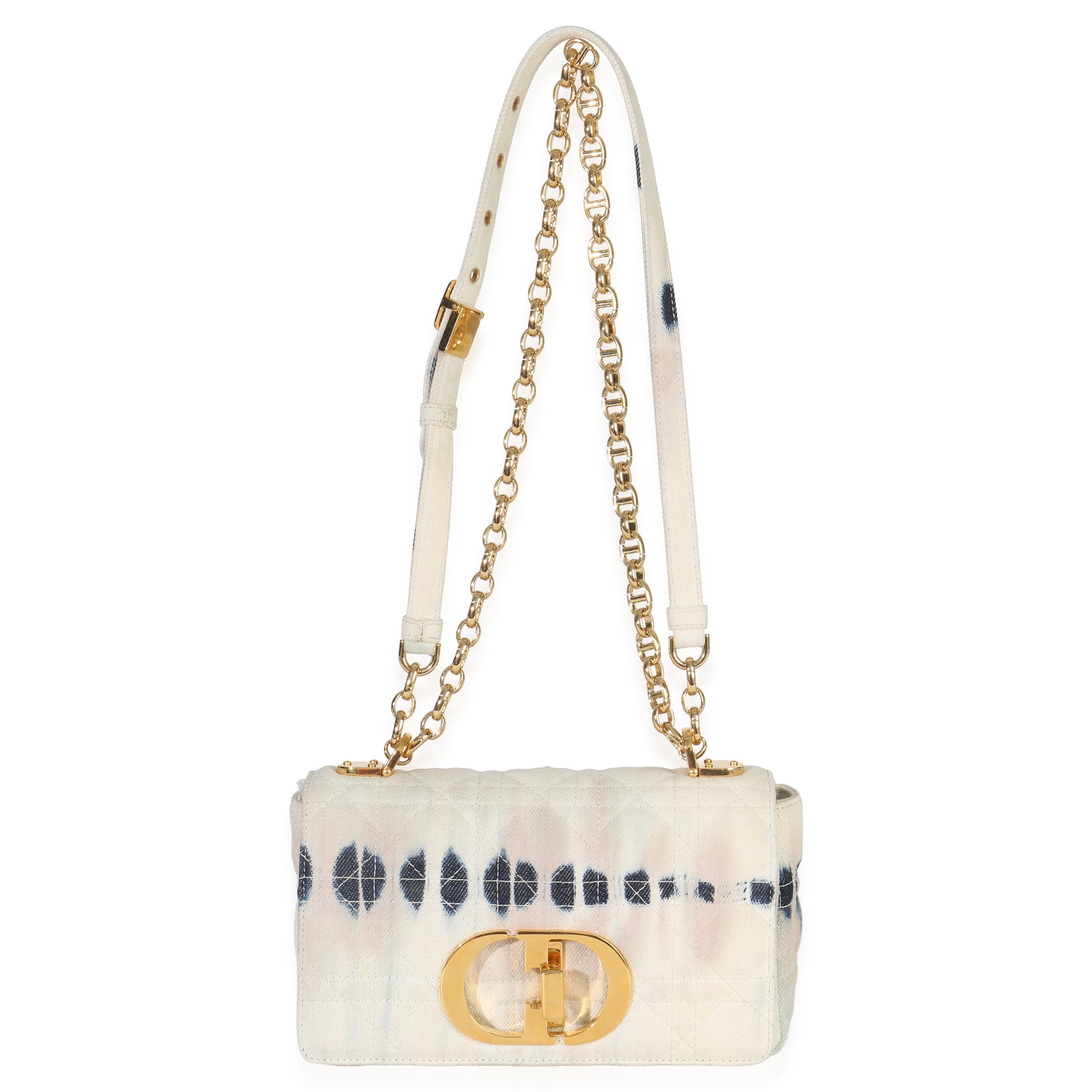 Multicolor Tie Dye Denim Cannage Small Caro Chain Bag