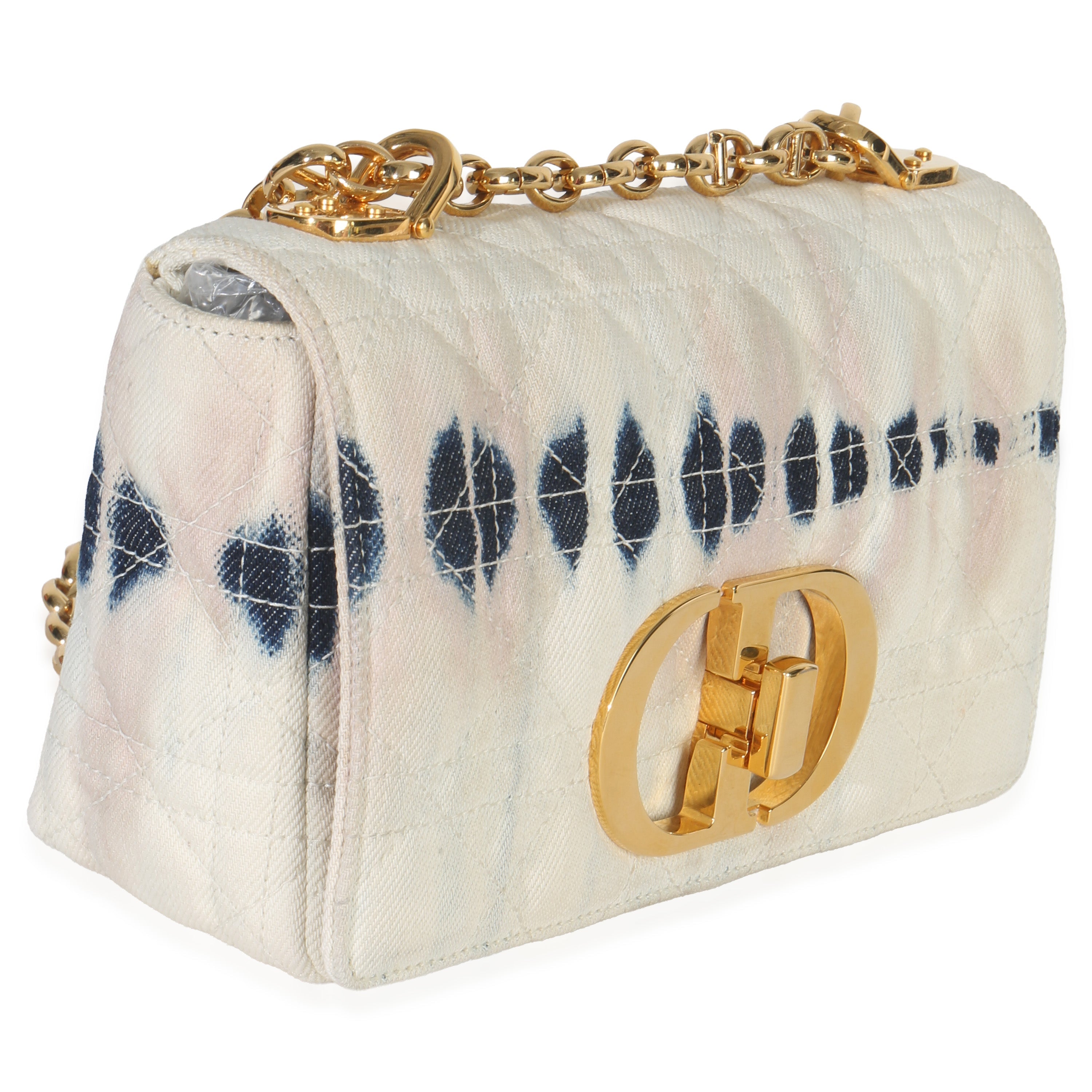 Multicolor Tie Dye Denim Cannage Small Caro Chain Bag
