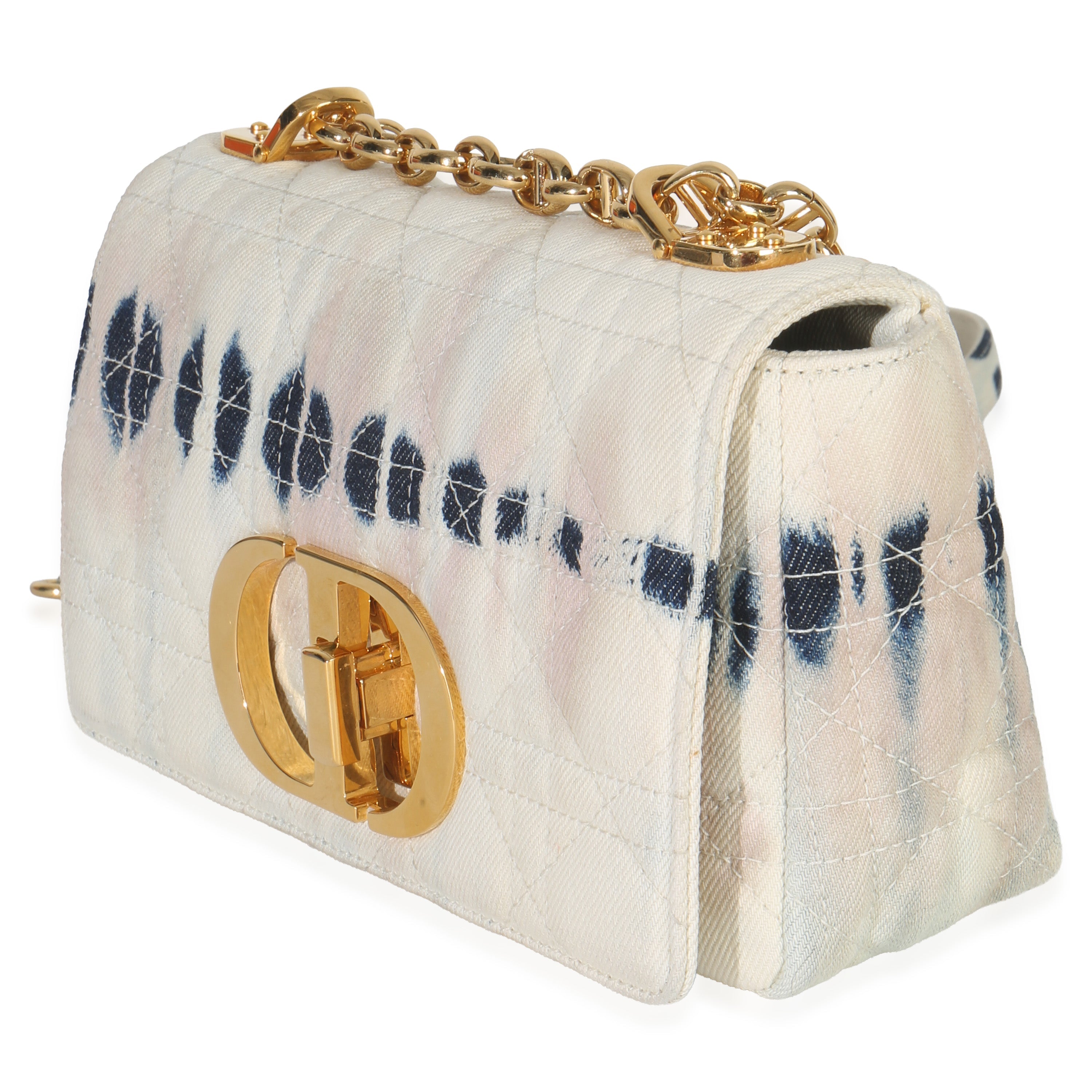 Multicolor Tie Dye Denim Cannage Small Caro Chain Bag