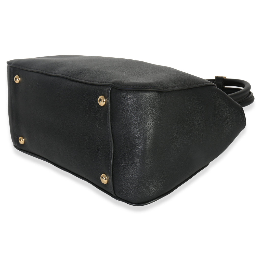 Black Soft Grain Calfskin Medium Tote