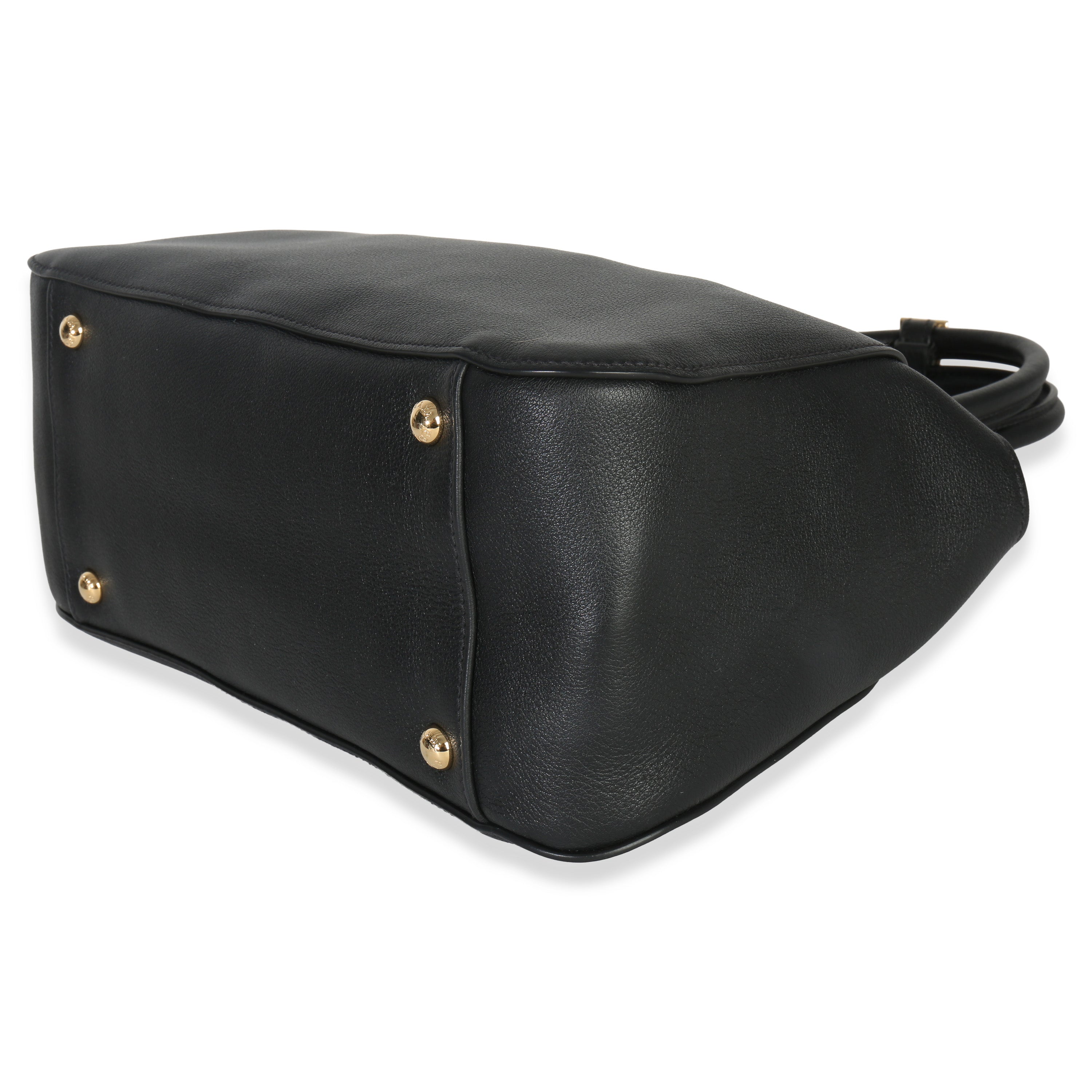Black Soft Grain Calfskin Medium Tote